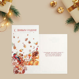 Цена за 10 шт. Открытка «Новогодний праздник» снегирь, 12х18см