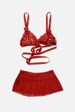 TRENDYOLMILLA K?rm?z? Dantelli Balensiz Kaps?z Orme Ic Camas?r? Tak?m? THMAW22AU0328 фото 5