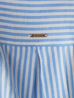 Удлиненная блузка с поясом в тонкую полоску из эластичного хлопка - Vilatte фото 4