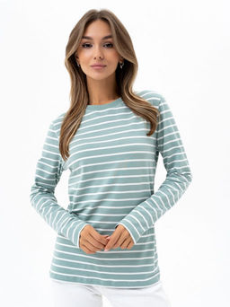 Лонгслив хлопок 95%, лайкра 5% фисташковый - Binita фото 18