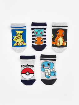 Pokemon Desenli Erkek ?ocuk Patik ?orap 5li