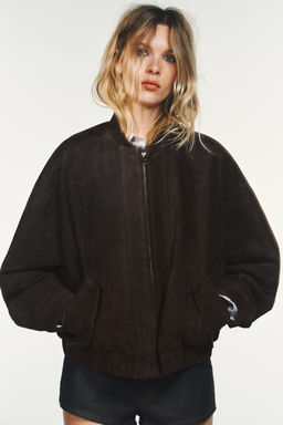 100% SUEDE BOMBER JACKET - Zara фото 10