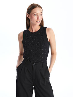 Bisiklet Yaka Parlak Ta?l? Kad?n Atlet