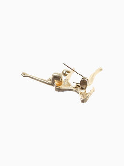 Брошь Гимнастка с мячом, цвет чёрно-белый в золоте