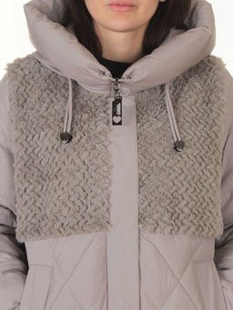 M-8800 GRAY/BEIGE Куртка зимняя стеганная женская (150 гр. холлофайбер)