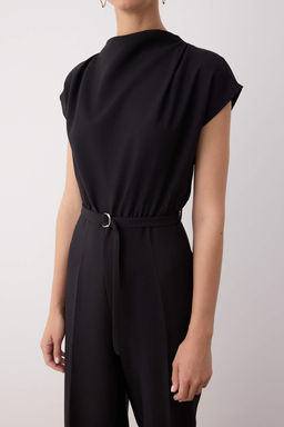 Siyah Kemerli Genis Paca Degaje Yaka Tulum TWOAW26TU00007 - Trendyolmilla фото 3