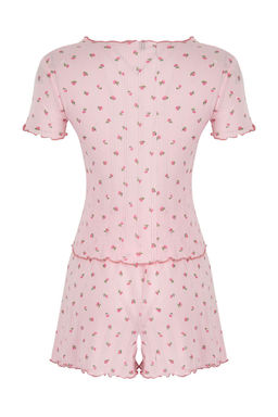 Trendyolmilla Beyaz %100 Pamuklu Cicekli Kurdele/Fiyonklu Fitilli Orme Pijama Tak?m? THMSS25PT00434 фото 24