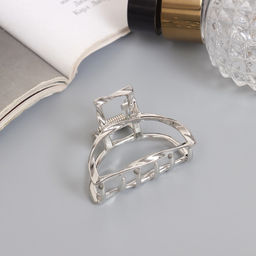 Цена за 6 шт. Краб для волос «Сабина», дуга, 4 см, серебро