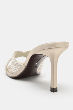 SANDALIA TAC?N BRILLOS / Blanco Crudo