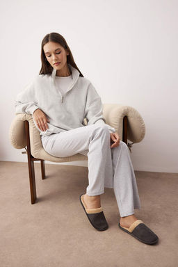 Kahverengi-Gri 2li Paket Kurk Biyeli Kad?n Ev Terlik TAKAW26ER00016 - Trendyolmilla фото 5