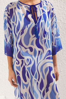 TRENDYOLMILLA Leopar Desenli Maxi Dokuma Baglamal? Sifon Plaj Elbisesi TBESS25EL00006 фото 13