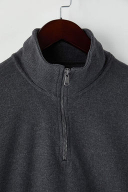 Antrasit Yeni Oversize/Genis Kesim F?rcal? Selanik Dik Yaka Sweatshirt TMNAW26SW00014