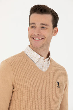 Мужской базовый свитер песочного меланжа - U.s. polo assn фото 2