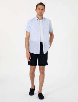 Lacivert Slim Fit Beli Lastikli Ba_c_kl_ Dokuma _ort