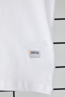 Siyah Oversize/Genis Kesim Basic Etiketli %100 Pamuk Kolsuz T-shirt/Atlet TMNSS25AL00002 - Trendyolmilla фото 7