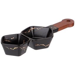 МЕНАЖНИЦА С ДЕРЕВЯННОЙ РУЧКОЙ КОЛЛЕКЦИЯ ЗОЛОТОЙ МРАМОР ЦВЕТ:BLACK 32*12,5*5 СМ