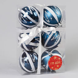 Ёлочные игрушки Маскарад, шары новогодние, d=7 см, набор 6 шт., синий - Зимнее волшебство фото 2