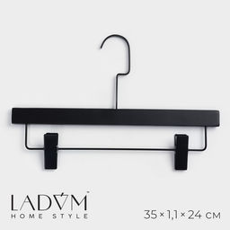 Вешалка для брюк и юбок LaDо́m Black Lotus, 35×1.1×24 см, длинный крюк, с зажимами, чёрная