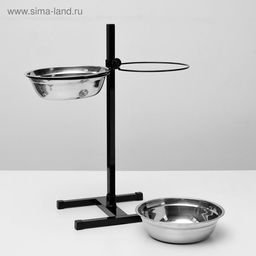 Подставка с мисками, 22.5 л, высота 60 см, разборная, чёрная - Пижон фото 5