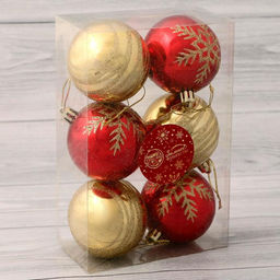 Ёлочные игрушки Снежная феерия ассорти, шары новогодние, d=6 см, набор 6 шт., золотисто-красный - Зимнее волшебство фото 2