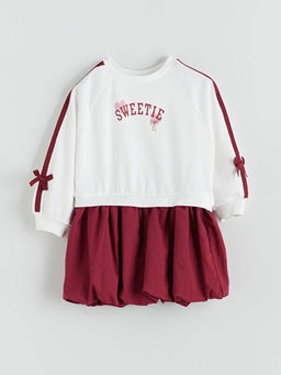 K?z ?ocuk Fiyonklu Sweat Balon Elbise