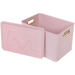 Корзина - органайзер для хранения с крышкой "ОКСФОРД", цвет нежно-розовый, 35,8*24,8*23,5см (лейбл Селфи)