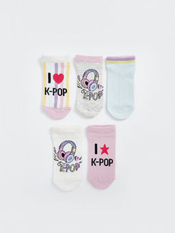 K-pop Desenli K?z ?ocuk Patik ?orap 5li
