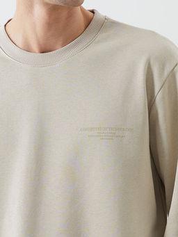 Bisiklet Yaka Uzun Kollu Bask?l? Erkek Sweatshirt