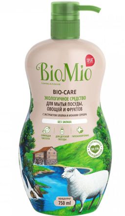 АКЦИЯ! BIO-CARE 750 мл Экологичное средство для мытья посуды, овощей и фруктов БЕЗ ЗАПАХА, с экстр. - Biomio фото 2