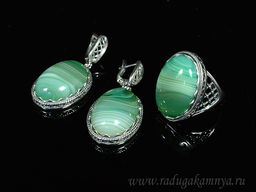 Кольцо Серьги с агатом тонированным, цв.зеленый размер 18