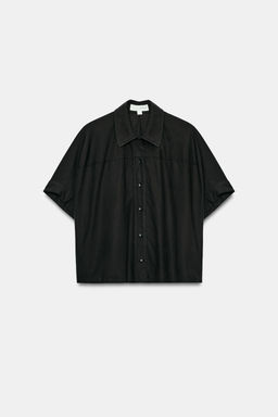 CAMISA FLUIDA MANGA CORTA / Negro - Zara фото 5