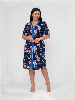 Халат женский, цвет синий белый розовый