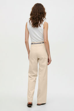 TRENDYOLMILLA Beyaz Kemerli Pamuklu Dokuma Pantolon TWOSS25PL00024  фото 12