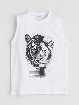 Bisiklet Yaka Bask?l? Erkek ?ocuk Atlet