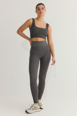 TRENDYOLMILLA Koyu Antrasit Seamless/Dikissiz Tam Boy Orme Spor Tayt THMSS25TY00000