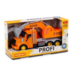 Автомобиль-экскаватор "Профи" 30*10*16см, оранжевый (86457) свет, звук, в коробке, Полесье