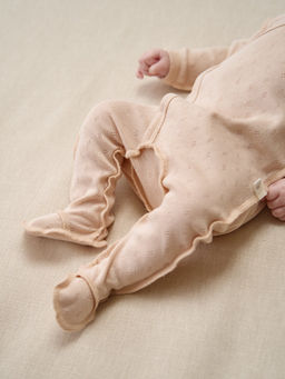 Слип на кнопках "Нюд" из ажурного хлопка 0+