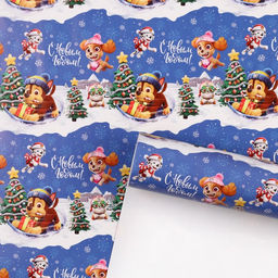 Цена за 10 шт. Бумага упаковочная «Новый год» 70 х 100 см, Щенячий патруль