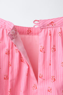 BLUSA ABULLONADA ESTAMPADA FLORES / Rosa - Zara фото 4