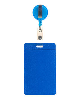 Бейдж с лентой на рулетке вертикальный, цвет голубой - Greta фото 2