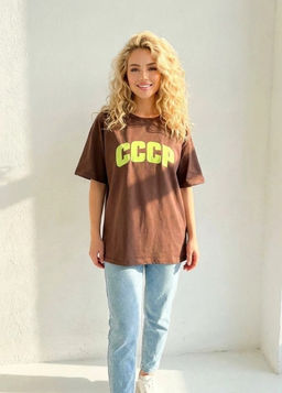 K13331 Футболка (плотный хлопок) КОРИЧНЕВЫЙ