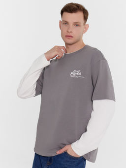 Футболка мужская в сером оттенке с печатью глина +печать 111846