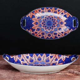 Блюдо с ручками овальное 27х15х5,5 см / ZY025 /уп 48/ - ГалеонТрейд фото 8