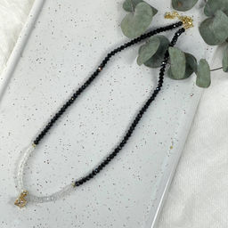 Колье из черной Шпинели и Лунного камня с подвеской 42 см +