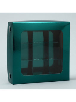 Цена за 5 шт. Коробка для конфет, кондитерская упаковка, 9 ячеек, «Изумрудная», 14.7×14.7×3.5 см