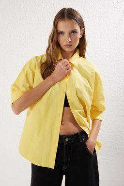 Turuncu Loose Fit Pamuklu Dokuma Gomlek TWOAW20GO0107