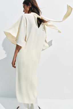 VESTIDO MIDI FLUIDO ZW COLLECTION / Beige claro - Zara фото 10