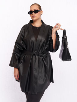 Кардиган кожаный KA04209BLK01