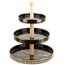 Блюдо 3-х ярусное Черный мрамор 25*25*32,5 см (подарочная упаковка)