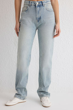 TRENDYOLMILLA Mavi Yuksek Bel Straight Jeans TWOSS25JE00084 фото 3